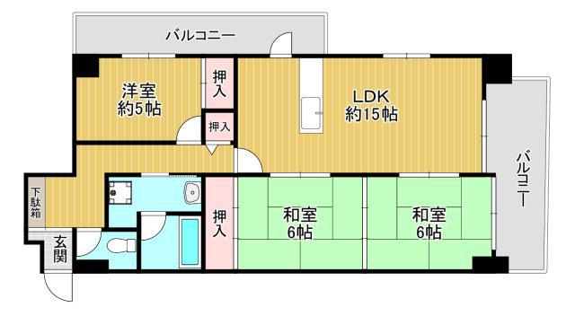 マインハイツ諏訪森(3LDK/2階)の間取り写真