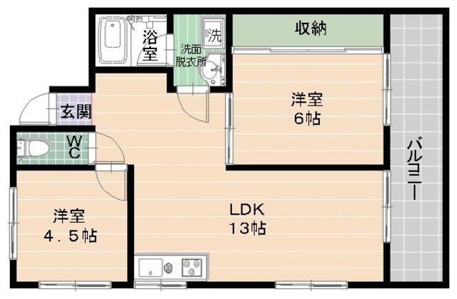 阿南ビル(2LDK/3階)の間取り写真
