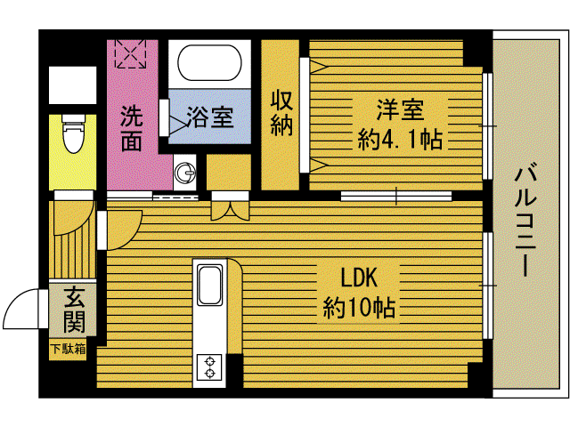 グリーンビル寿(1LDK/6階)の間取り写真