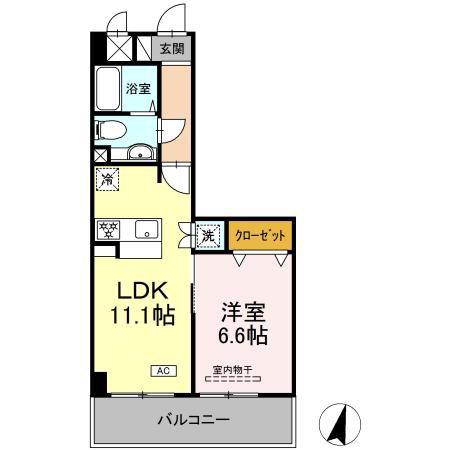 ベース・ブリッジ(1LDK/2階)の間取り写真