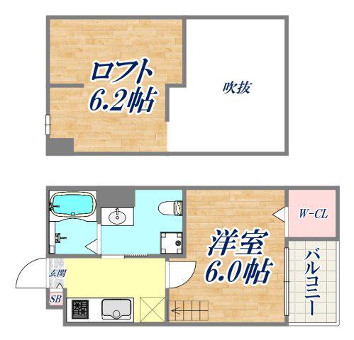 PROGRACE東須磨(1K/2階)の間取り写真