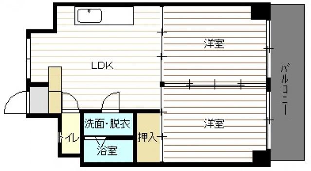 第3沖ビル(2LDK/3階)の間取り写真