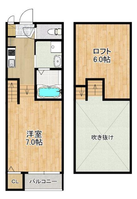 MODERN PALAZZO喜々津SOLEIL(1SK/2階)の間取り写真