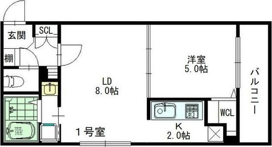 ESTOR 医大前(1LDK/4階)の間取り写真