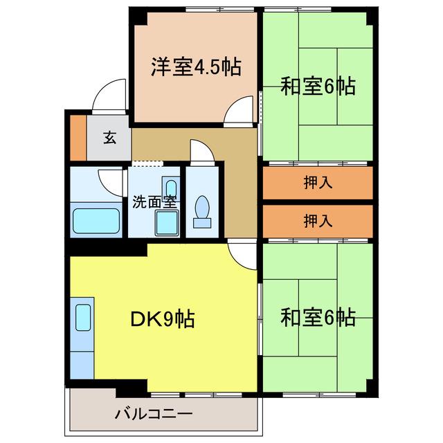 カルムハイツ千代田(3DK/4階)の間取り写真