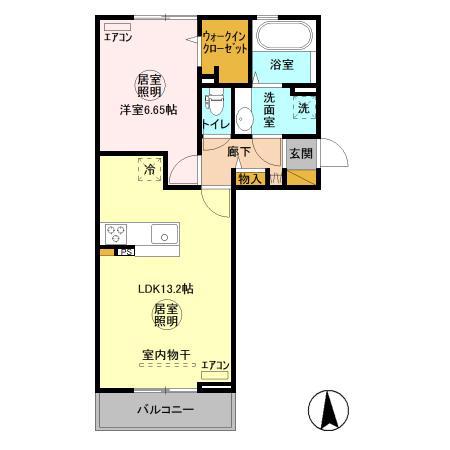 アセット木更津(1LDK/2階)の間取り写真