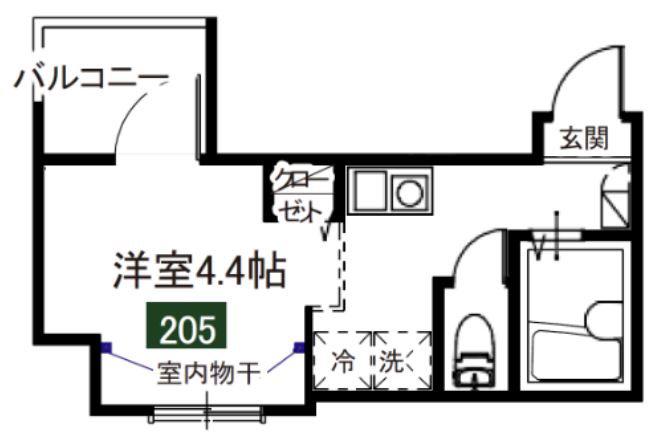 MELDIA江北II(1K/2階)の間取り写真
