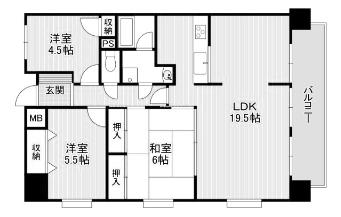 クラブハウス企救丘(3LDK/4階)の間取り写真