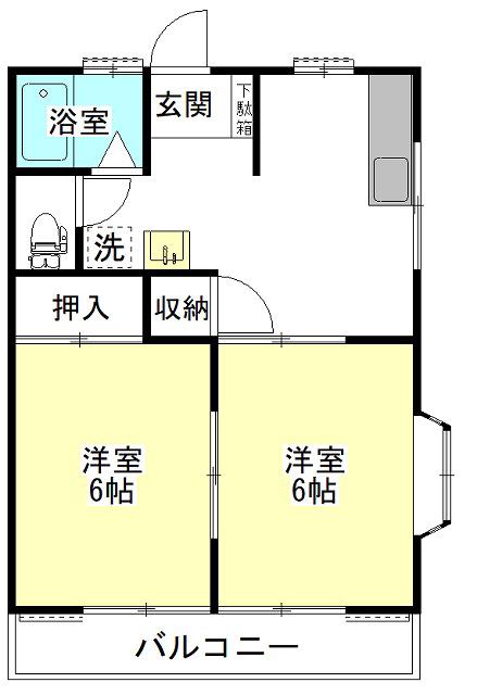 ラフォーレ波崎(2DK/2階)の間取り写真