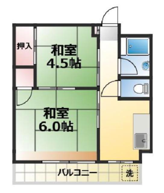 井草関口マンション(2K/5階)の間取り写真