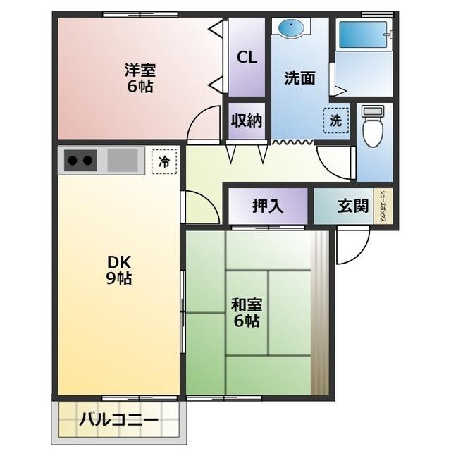 セジュール出戸町B(2DK/2階)の間取り写真