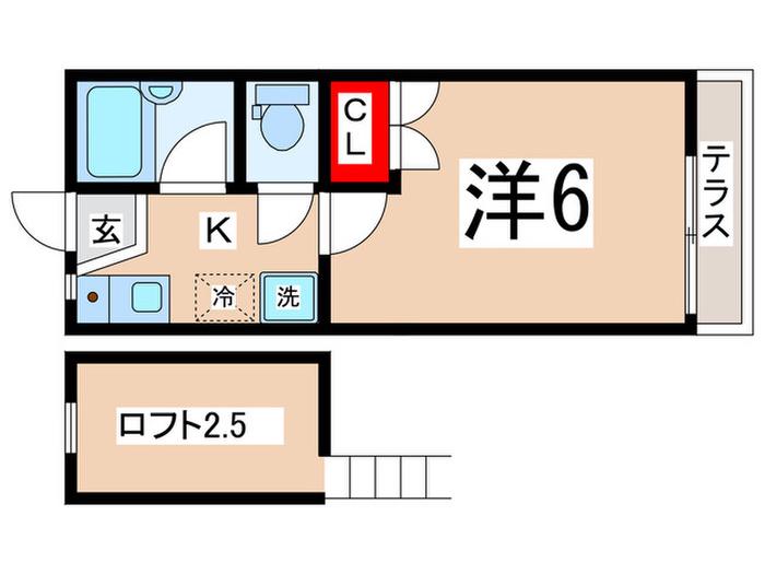 ロジェハイツIII(1K/2階)の間取り写真