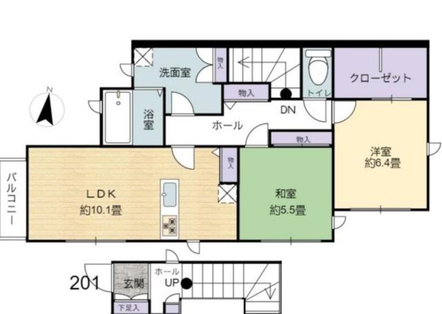 野方4丁目戸建(2LDK/2階)の間取り写真