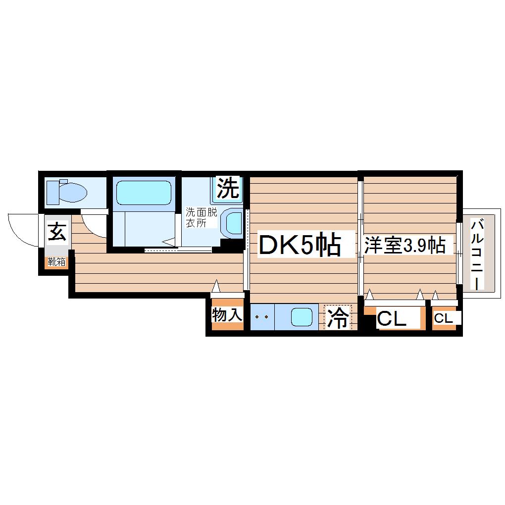 エクシリア東仙台I(1DK/1階)の間取り写真