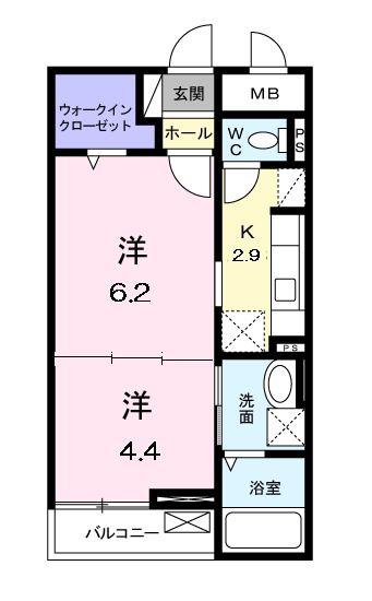 モデルノ(1DK/1階)の間取り写真