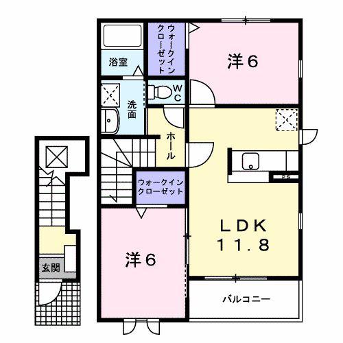 コートアイリスA(2LDK/2階)の間取り写真