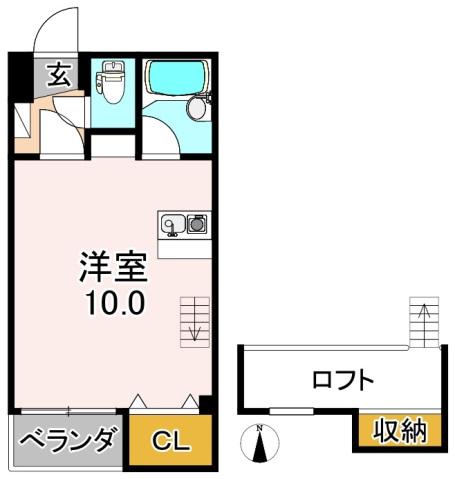 エクラ平野(ワンルーム/2階)の間取り写真