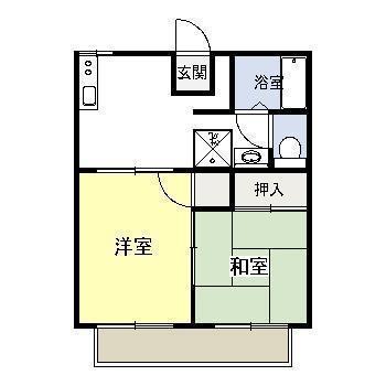 リブレ恒久 B棟(2DK/1階)の間取り写真