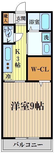 西武多摩川線 武蔵境駅 徒歩28分 3階建 築16年(1K/3階)の間取り写真