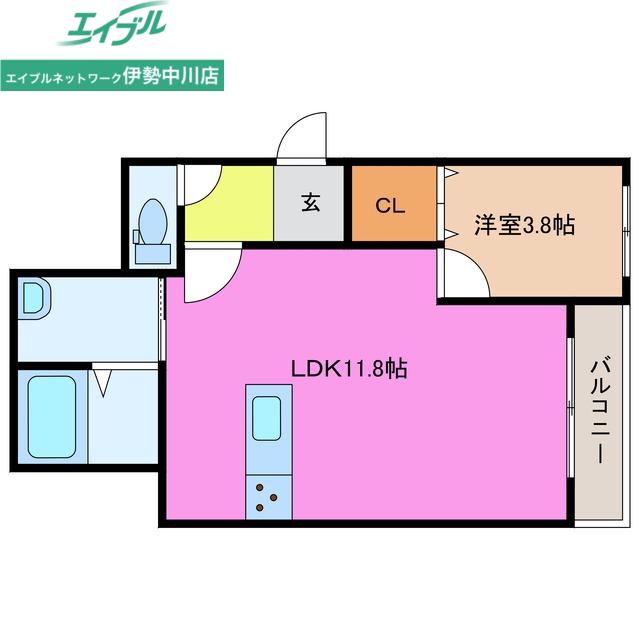 AKATSUKI RESIDENCE 久居野村(1LDK/1階)の間取り写真