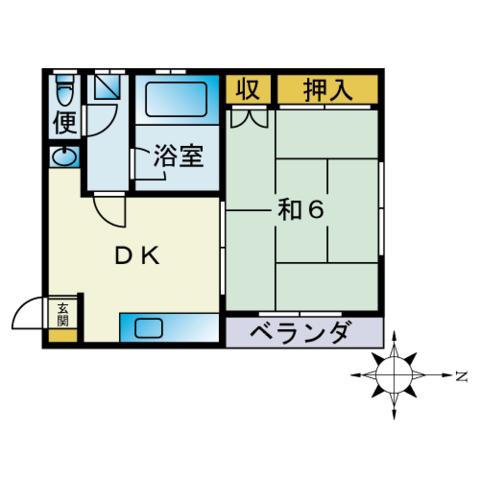 麻生ビル(1DK/3階)の間取り写真