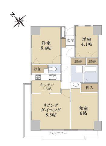 ラポール久米川(3LDK/7階)の間取り写真