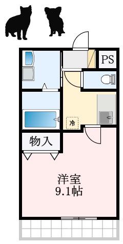 シャルマン桂(1K/1階)の間取り写真