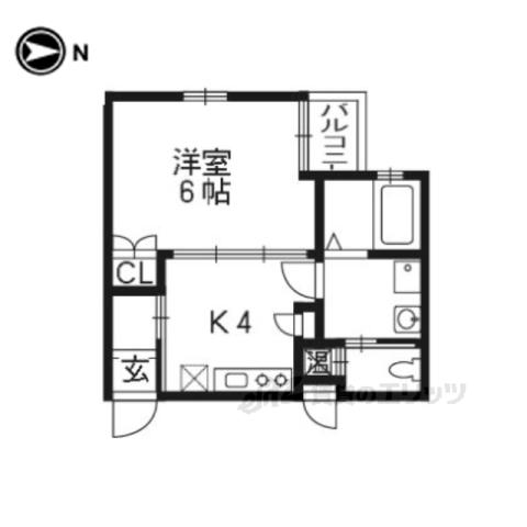 ウインドベル芦刈山(1DK/4階)の間取り写真