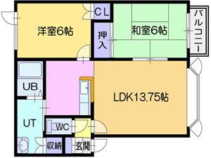 エレガンスアルバ15(2LDK/2階)の間取り写真