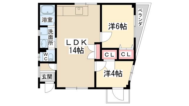 KTI川西ビル(2LDK/3階)の間取り写真