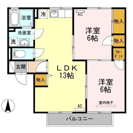 グランシャトー(2LDK/2階)の間取り写真