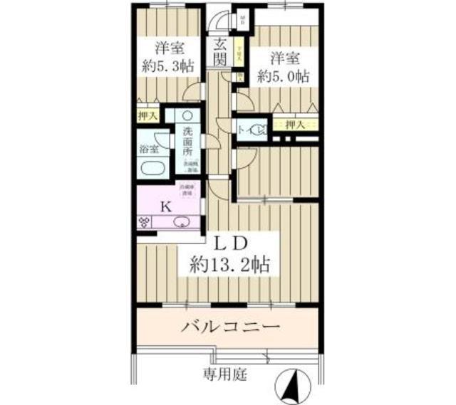 SUN FIELD与野(2SLDK/1階)の間取り写真