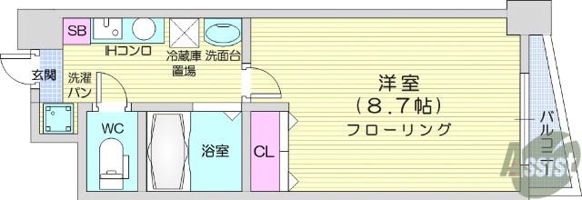 LA DOUCEUR宮町(1K/4階)の間取り写真