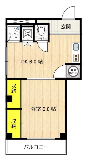 HKビル(1DK/3階)の間取り写真