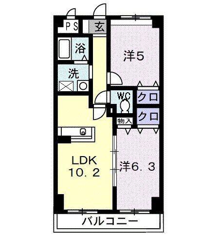 ルミエール扶桑(2LDK/4階)の間取り写真
