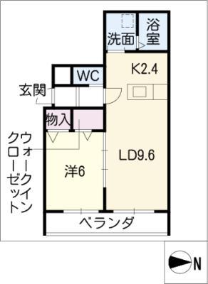 エアフォルク(1LDK/1階)の間取り写真