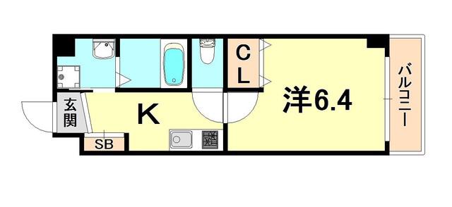 ワコーレヴィータ兵庫アルス(1K/4階)の間取り写真