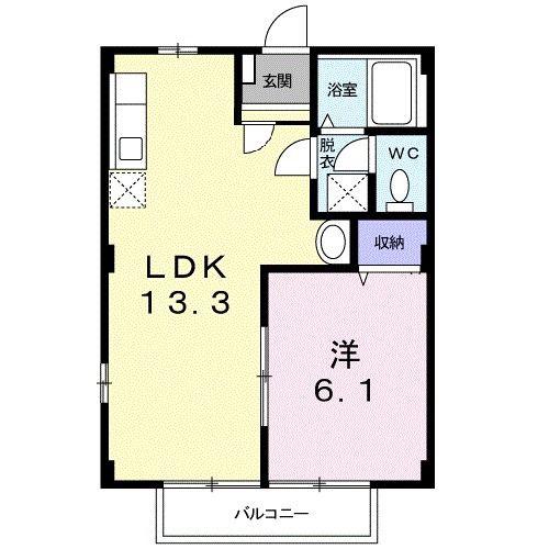 ニューシティリトルパイン(1LDK/2階)の間取り写真