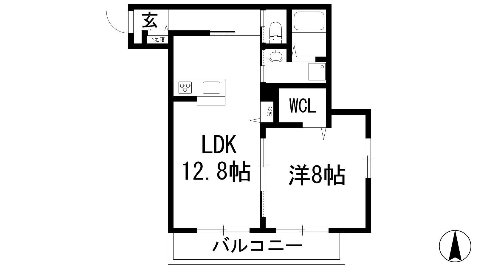 サカセ川ハイツA(1LDK/2階)の間取り写真