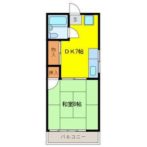清和荘(1DK/1階)の間取り写真