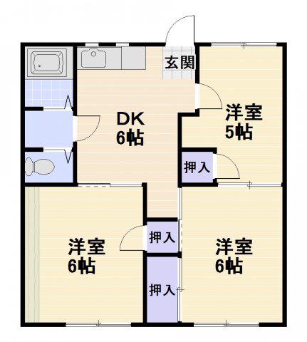 フォーブル太平台A(3DK/1階)の間取り写真