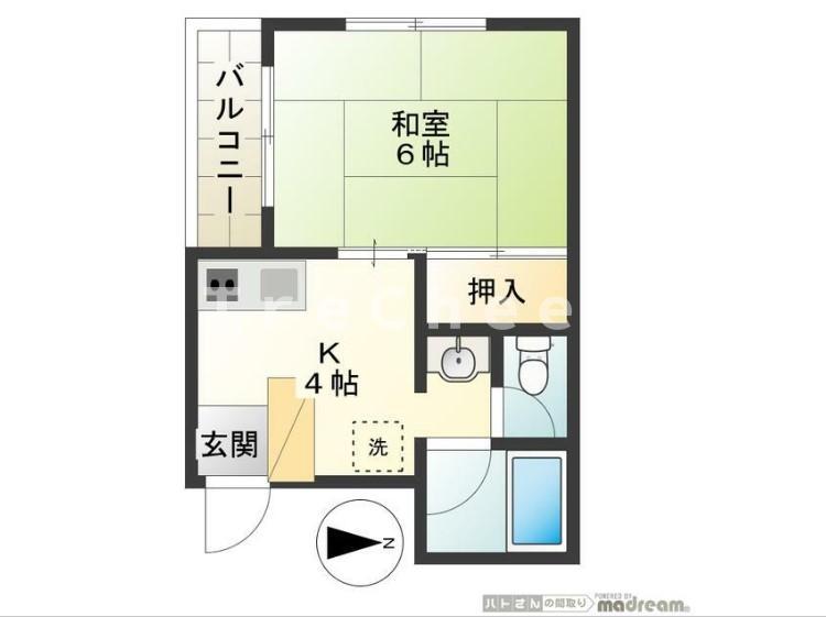 川田ビル(1K/2階)の間取り写真