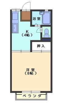 ハイツかもしだ(1K/2階)の間取り写真
