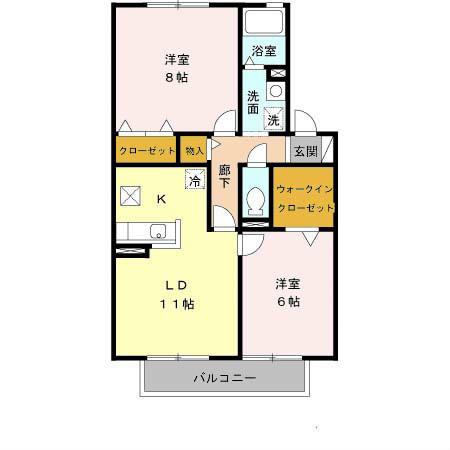 ウィステリア(2LDK/2階)の間取り写真