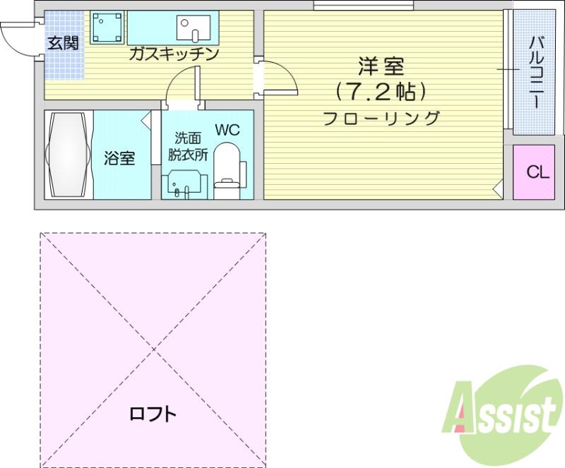 ドゥマンベルⅢ(1K/2階)の間取り写真