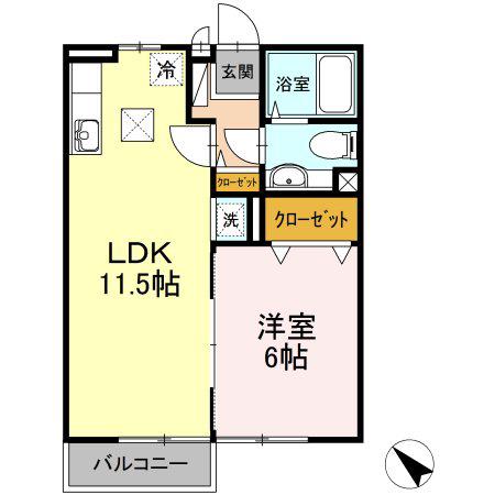 セピアコート(1LDK/1階)の間取り写真