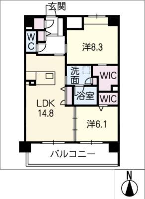ROOTHILL 10(2LDK/6階)の間取り写真