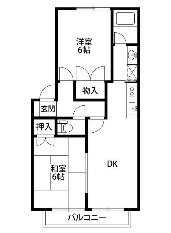 アスターアオキ(2DK/2階)の間取り写真