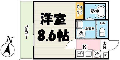 キャメル吉川5B(1K/2階)の間取り写真