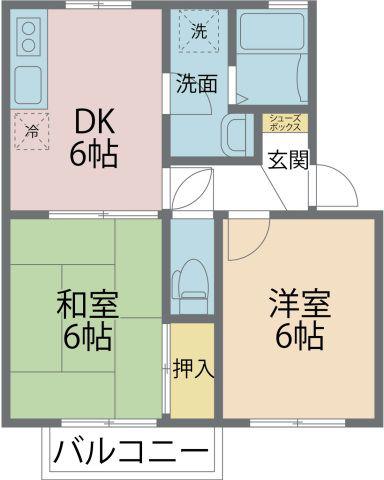 ソネンハイム(2DK/1階)の間取り写真